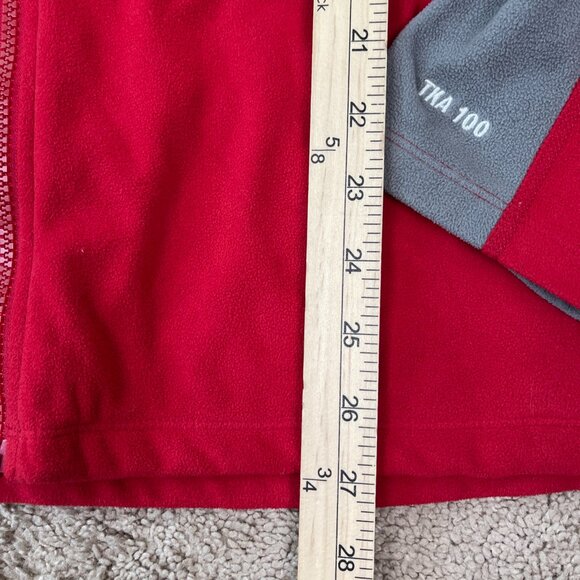 The North Face Jacket Mens L Red Gray TKA 100 Full Zip Fleece Hiking Outdoor - Picture 6 of 8
